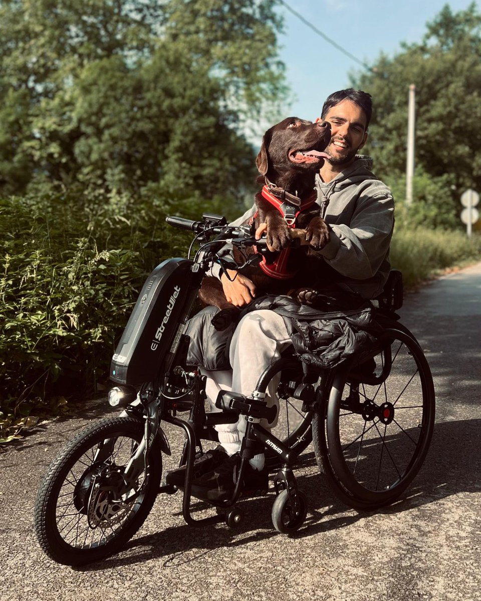 Quickiewheels's tweet photo. 🐶🥰 Excuse me... where's my seat? 

🔗 Empulse StreetJet (power assist for manual wheelchairs) >> https://t.co/7r1Voptbvd 

📷 anderarteagabeitia on Instagram https://t.co/cygHtVVULy