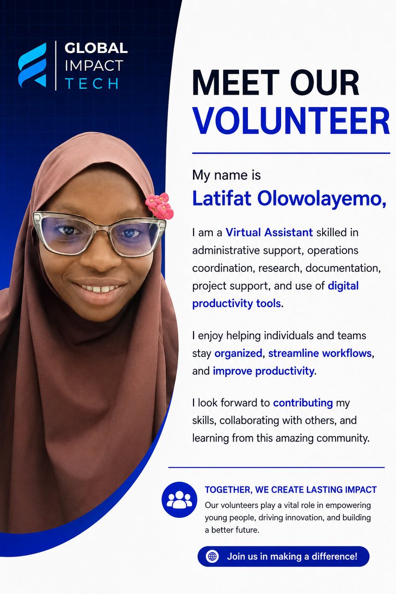 gimpacttech's tweet photo. To Our Amazing Volunteers,

Your passion, commitment, and willingness to serve are the driving force behind Global Impact Tech.
 
Thank you for believing in our vision and choosing to make a difference. We are proud to have you 

Together, we inspire. empower. we create impact. https://t.co/9BTM6m72oi