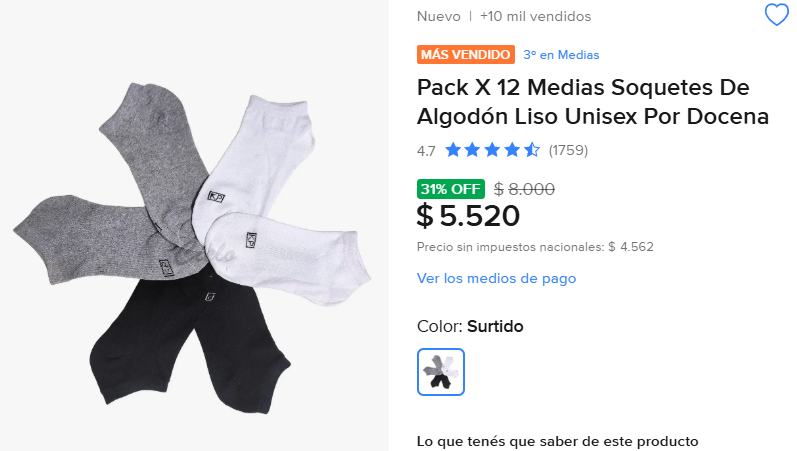 BotdeOfertas's tweet photo. 🚨 ALERTA DE PRECIO
🧦 ¡12 pares de medias por menos de $6.000!
🏆 Top 3 en ventas
⭐ 4.7/5 con más de 1.700 opiniones.
🔥 31% OFF
 $8.000 ➜ $5.520
https://t.co/EkI5UFu1Pw https://t.co/GbFzLjtnNv