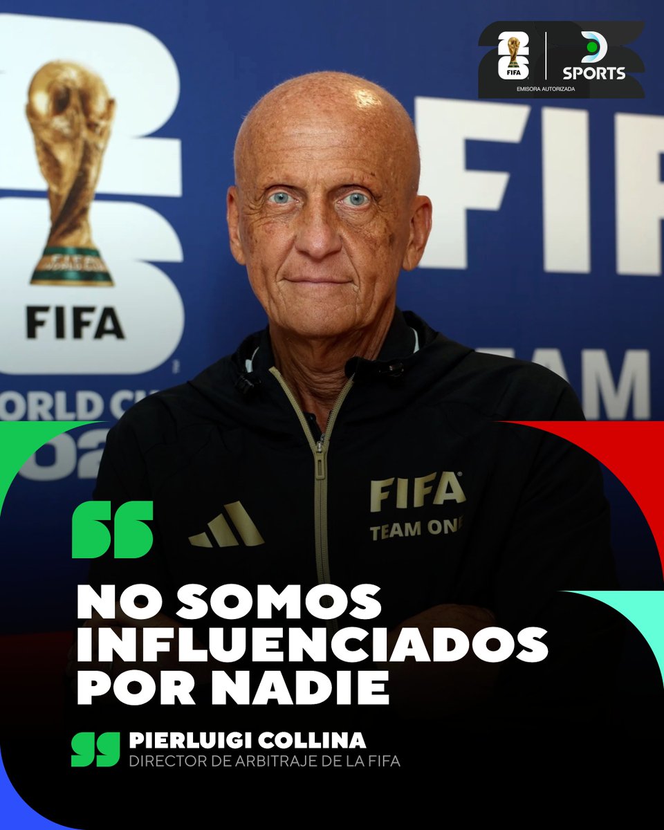 DSports's tweet photo. "NO SOMOS INFLUENCIADOS POR NADIE" 💬

Pierluigi Collina, Director de Arbitraje de la FIFA, se refirió a los cuestionamientos surgidos a raíz de las decisiones tomadas por los jueces en el partido entre Argentina y Egipto. 

→ En el gol anulado al conjunto africano, desde FIFA reafirmaron que hubo infracción sobre Lisandro Martínez en el inicio de la acción, aclarando que no existe un límite de tiempo o distancia entre la falta y la definición. 

→ En el tercer tanto argentino, se determinó que el quite de balón de Julián Álvarez a Mo Salah fue limpio y que el contacto dado es una fricción normal de juego. 

#MundialEnDSPORTS

🎙️ FIFA