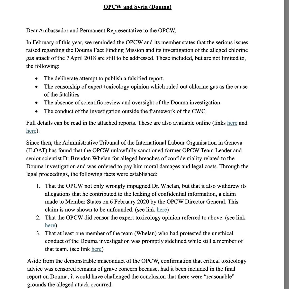 PiersRobinson1's tweet photo. The @opcw has failed to address the manipulation of their investigation into the alleged chlorine gas attack in Douma. This included the censorship of expert toxicologists who confirmed the victims were not killed by chlorine gas. @China_OPCW @UK_OPCW https://t.co/vuT5zu4IsP https://t.co/68eit7kBNt