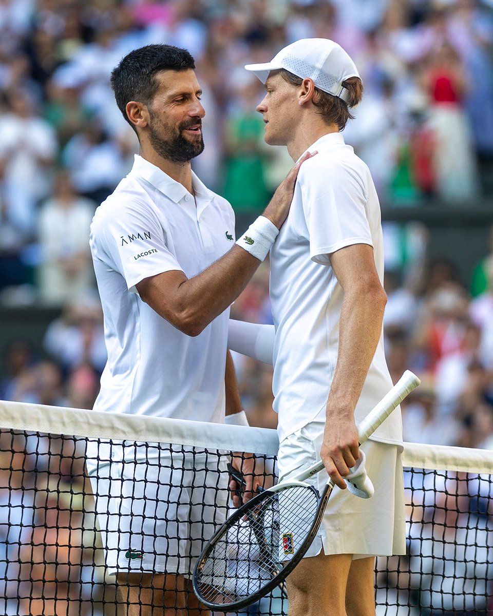 tntsports's tweet photo. For the third time in four years, Jannik Sinner and Novak Djokovic will face off in the Wimbledon semi-finals 🎾 https://t.co/meil2wgR7i
