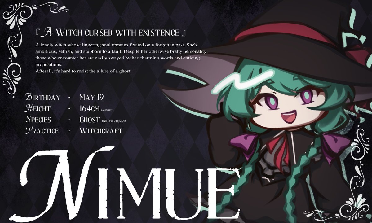 ghostwitchhunt's tweet photo. 『Ghost-Witch Hunting』
CHARACTER PROFILE: NIMUE

"A Witch cursed with existence" https://t.co/I6zmT8NYFq