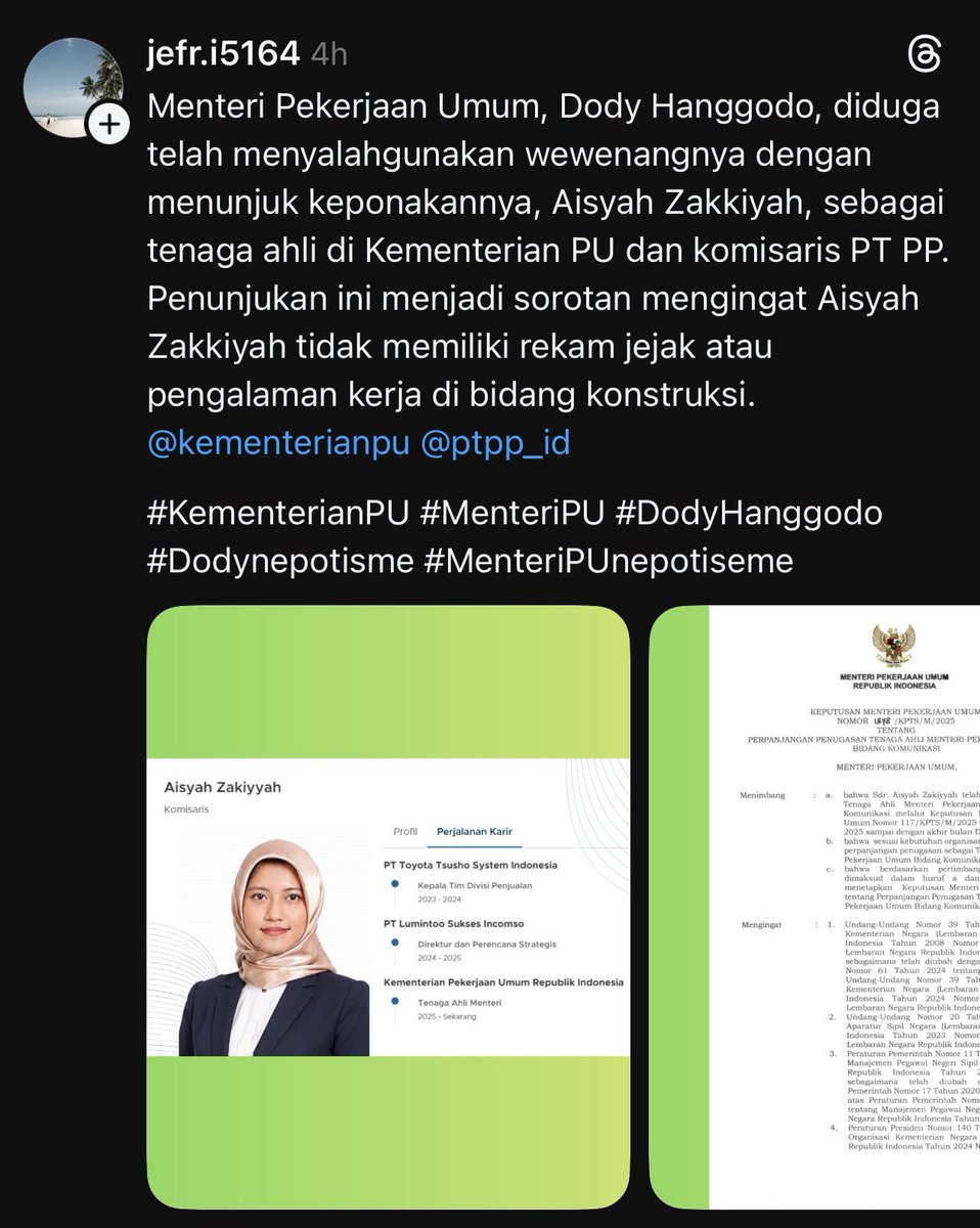 narkosun's tweet photo. Netizen klo sudah bergerak, terkuak semuanya. Setelah viral surat dinas ke New York bersama anak istri, sekarang diduga keponakan ditunjuk sebagai staf ahli menteri.

Meritokrasi? Apa itu? 😌 https://t.co/nLTIwlQnsL
