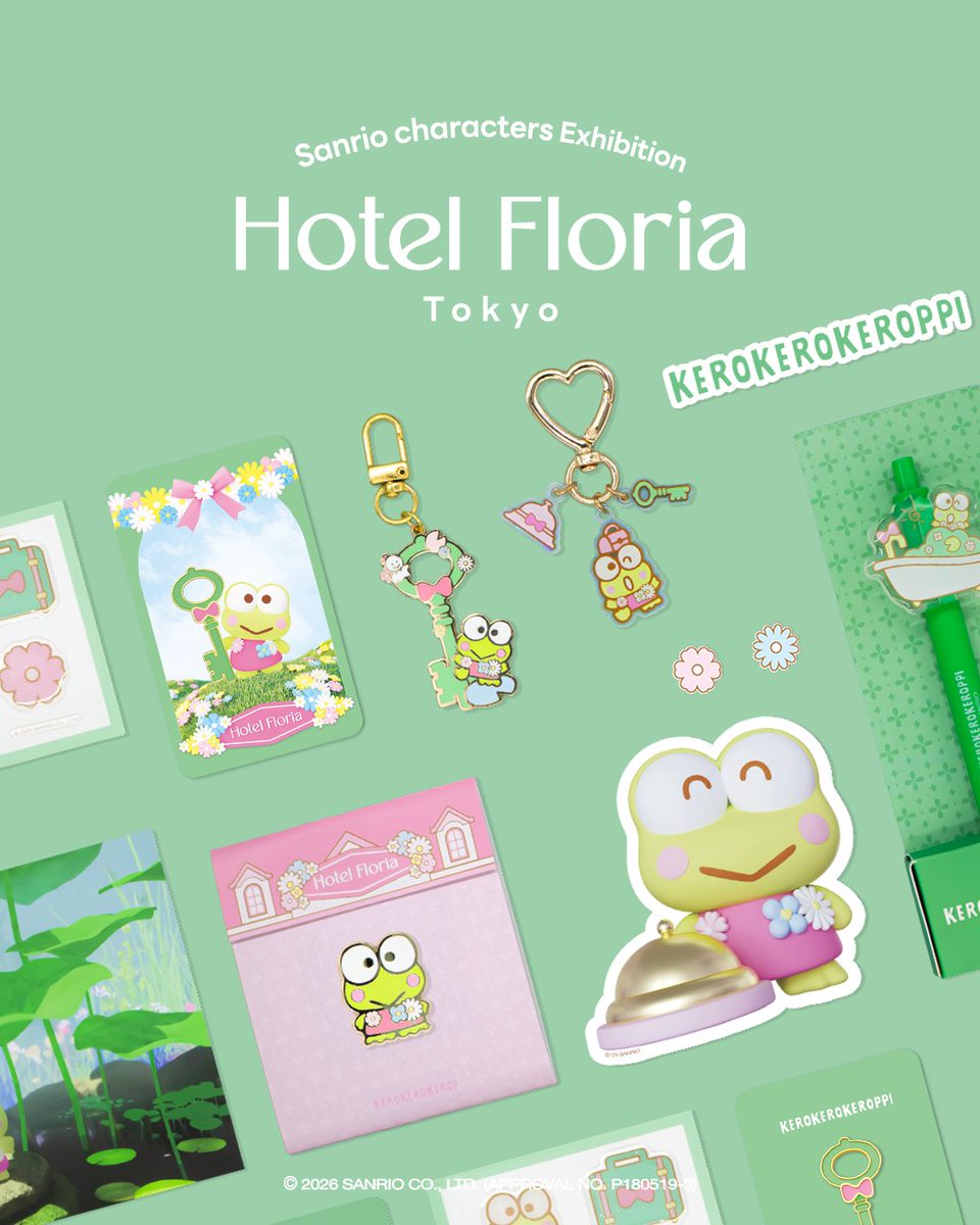HotelFloria_JP's tweet photo. #けろけろけろっぴ がいっぱい💚

韓国で大人気だったグッズが日本初展開！
ラゲッジタグや鍵モチーフのメタルキーチェーン
など #ホテルフローリア ならではのグッズが
盛りだくさん🌸

グッズの詳細は公式サイトへ
🔗https://t.co/p4AlueUYlp

#サンリオ #サンリオキャラクターズ https://t.co/0vYx5ztDjd