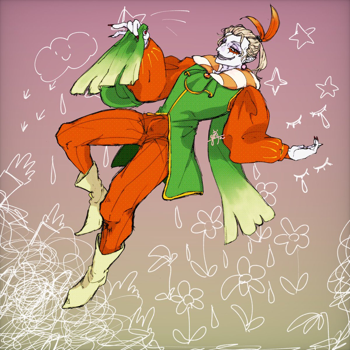 cells_yopita's tweet photo. もちもちのケフカさんを大きくしたかったです🤡
マメットは人形だから擬人化になりますか？？？🤔 https://t.co/HY9KpUIP8O