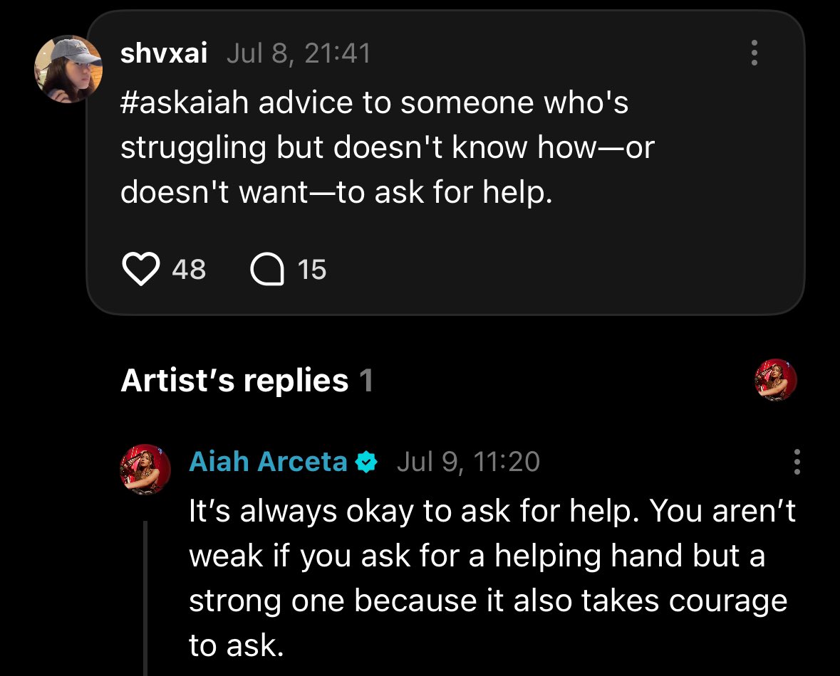 aiahkwin's tweet photo. aiah, I hope that whenever you’re the one feeling this way, you remember all the kindness and reassurance you’ve given to so many people. I hope you can also give yourself that same grace. you’re stronger than you know, and you’ve always found your way back. we believe you always will.🤍