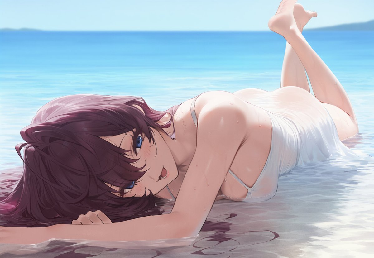 一ノ瀬 It's so cool by the sea. 🌊💙 #一ノ瀬志希 #Shishi #AIart