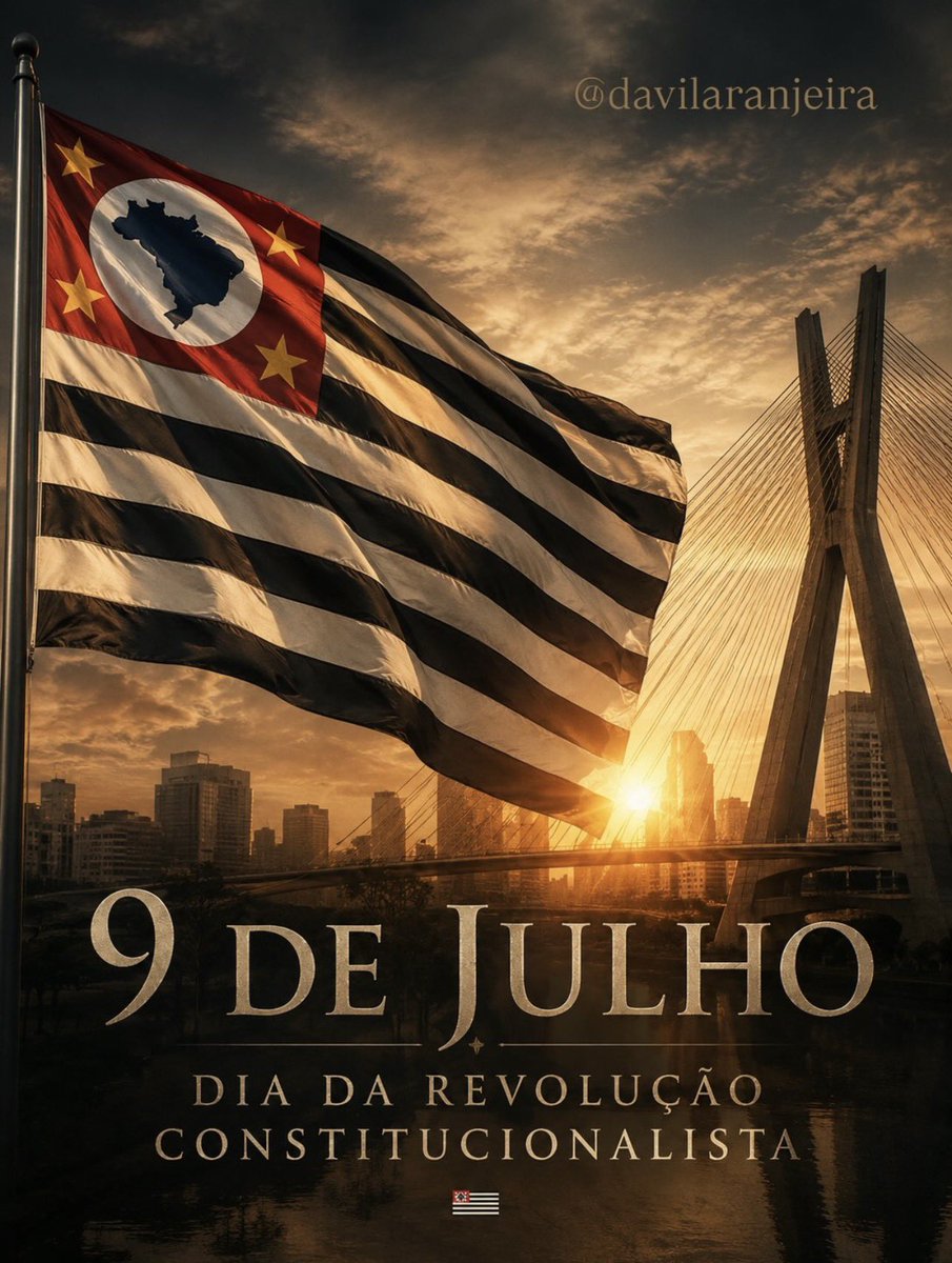 davilaranjeira's tweet photo. 9 de Julho não é apenas um feriado.

É a data em que São Paulo se levantou contra o governo de Getúlio Vargas, em defesa de uma nova Constituição, da liberdade e do respeito ao povo paulista.

Em 1932, São Paulo foi às ruas, foi às armas e pagou com sangue o preço de lutar pelo Brasil que acreditava.

Martins, Miragaia, Dráusio e Camargo se tornaram símbolos dessa coragem. Homens que morreram por São Paulo e entraram para a história como o MMDC.

Esse dia representa a força de um povo trabalhador, corajoso e inconformado.

A locomotiva do Brasil não é apenas um título. É o reflexo de quem acredita no trabalho, na inovação e na construção de um país melhor.

Hoje, deixo aqui o meu orgulho de ser paulista.

Parabéns, São Paulo! 🤍🖤❤️