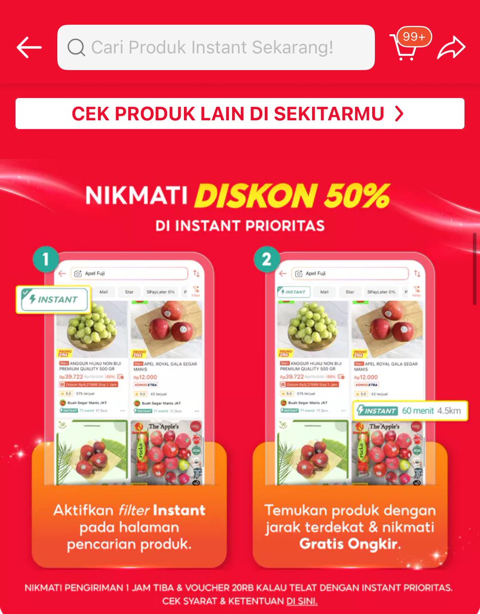 arka38660's tweet photo. freezer rumah gak boleh kosong, wajib stok nugget ama dimsum buat penyelamat laper 🤤 untung tinggal order di shopee belanja instant 1 jam tiba. kirimnya cepet, dapet diskon 50% &amp; gratis voucher kalau telat! #ShopeeBelanjaInstant1Jam https://t.co/eQDKhPq9AY
