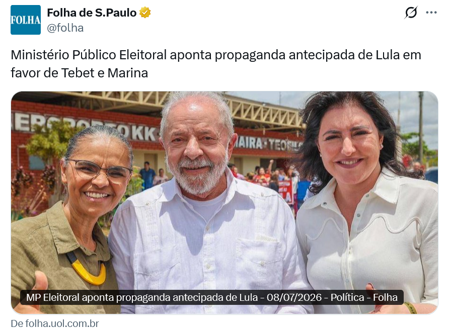 silvionavarro's tweet photo. Lula está em campanha antecipada desde o Carnaval. 

Sempre fez, aliás, mas a Justiça só atua contra a direita -- principalmente, se o sobrenome for Bolsonaro. https://t.co/1I9FfBARUO