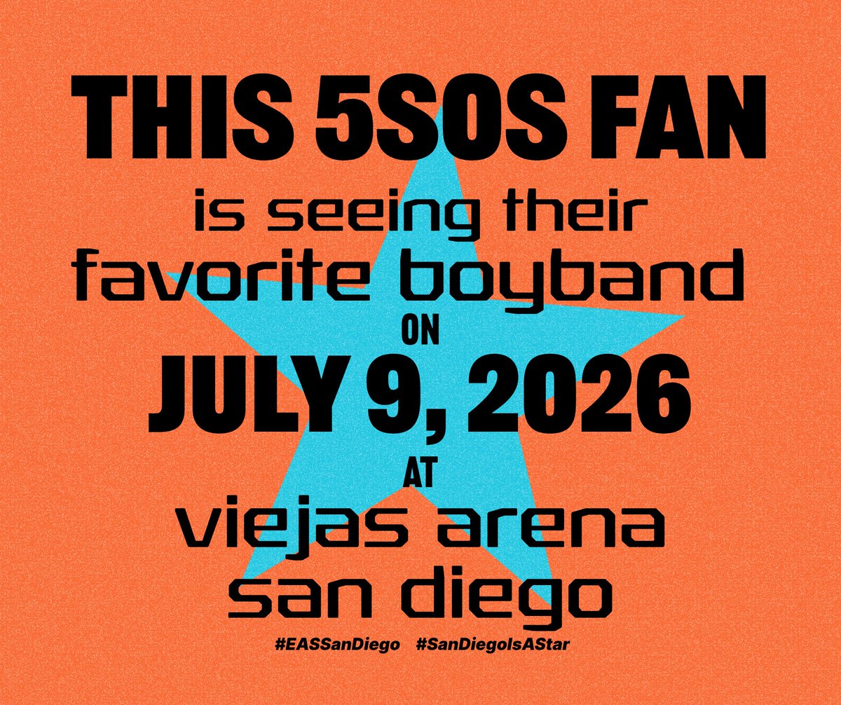 The5SOSYears's tweet photo. Today, San Diego is a STAR!! 🌟 

Let everyone know you’re seeing your favourite boyband TODAY! 

#EASSanDiego #SanDiegoIsAStar #EASTour #EveryonesAStarTour https://t.co/UsxlbNVH0K