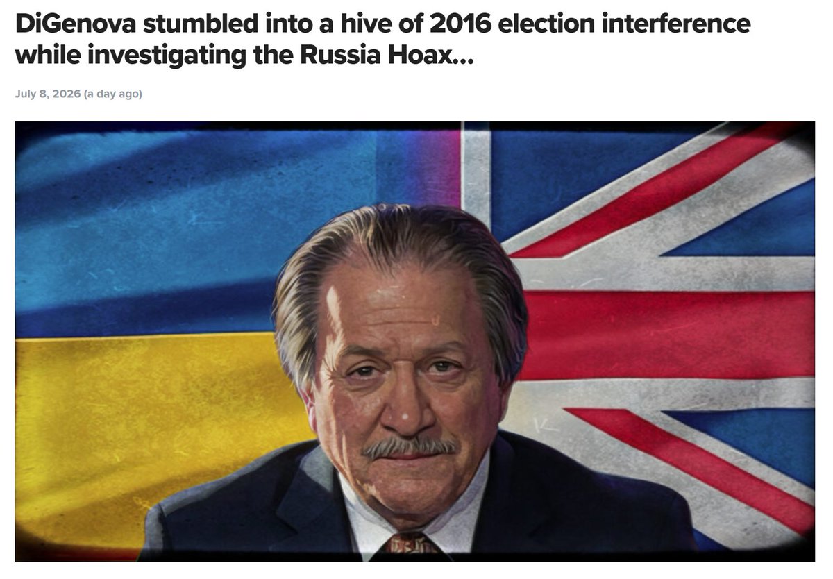 RevolverNewsUSA's tweet photo. The whole "Russia Hoax" was sold to Americans as a story about Trump using his "foreign ties" in order to steal an election. 

But according to new reporting from Joseph diGenova, his investigation is uncovering something drastically different.

Turns out the people screaming about “collusion” may have been standing next to the real foreign influence operation all along...

https://t.co/QjwijSfEjN
