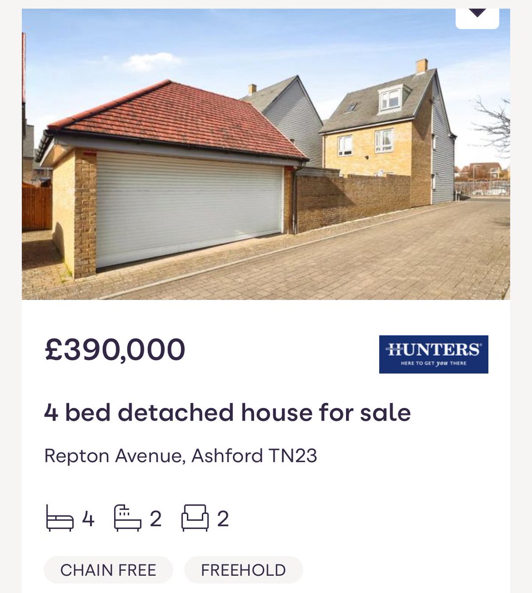 taxfraudhunter's tweet photo. People in #ashford are being taken for fools by EAs.
Why would you by a 3 bed semi for ยฃ375k when a 4 bed detached 50m away has been for sale for months at ยฃ390k
#ashford #fools #propertycrash @housepricecrash @moving_charlie https://t.co/boz7sVhQjy