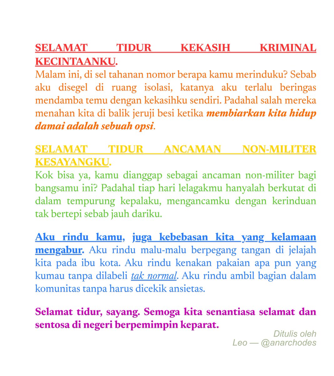 ANARCHODES's tweet photo. Sayangku, ancaman non-militer kecintaanku. https://t.co/Ii1O0pdR6u