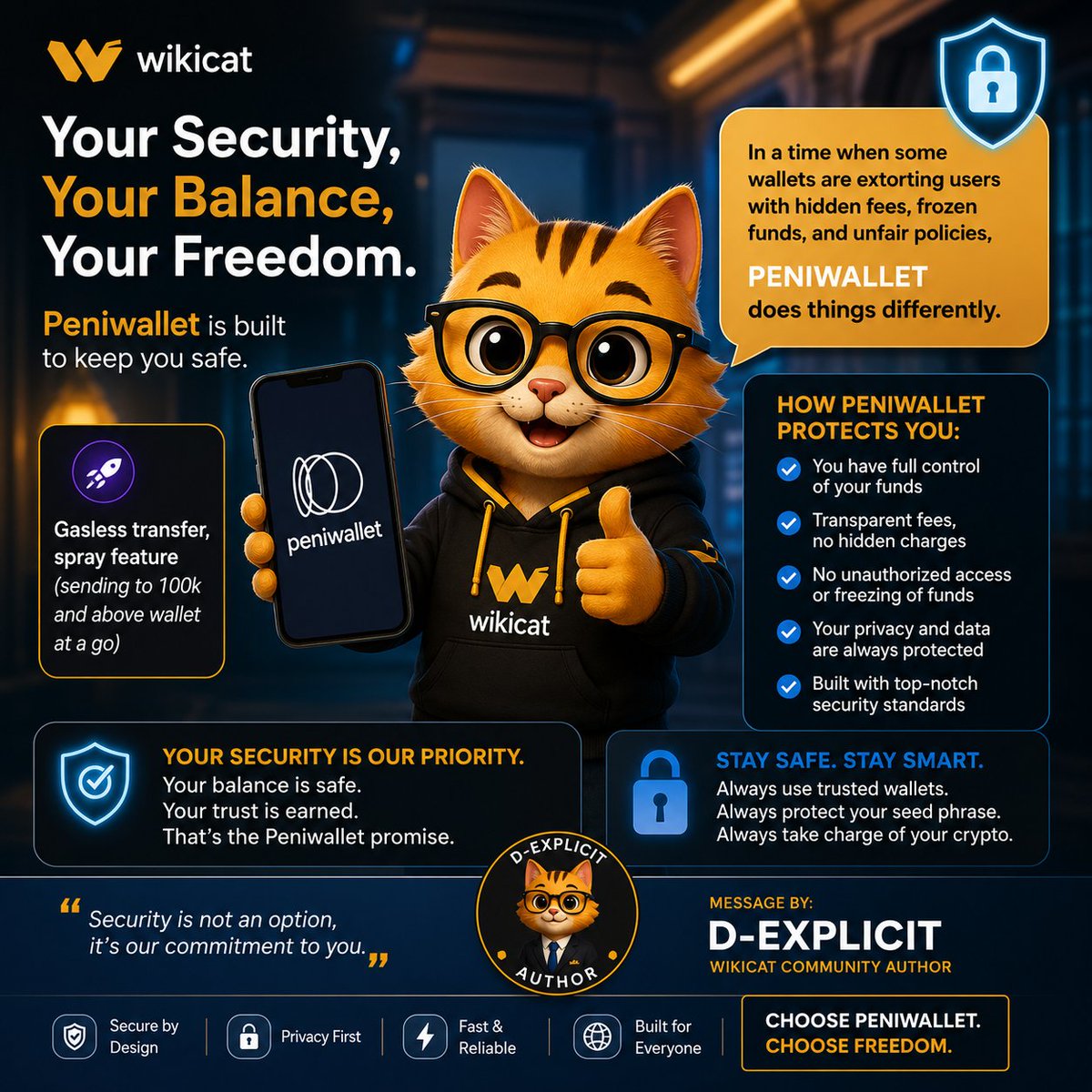 Explicit0004's tweet photo. @smcdao is intentional about your web3 awareness,seamless transactions, financial freedom and safety 🛟 
We are building having your financial wellbeing in mind 🤗
This is our commitment to you as a company not an option.📌
@wikicatcoin is your 🆓dom

#wikicat  $wkc https://t.co/cfajkPFlJL