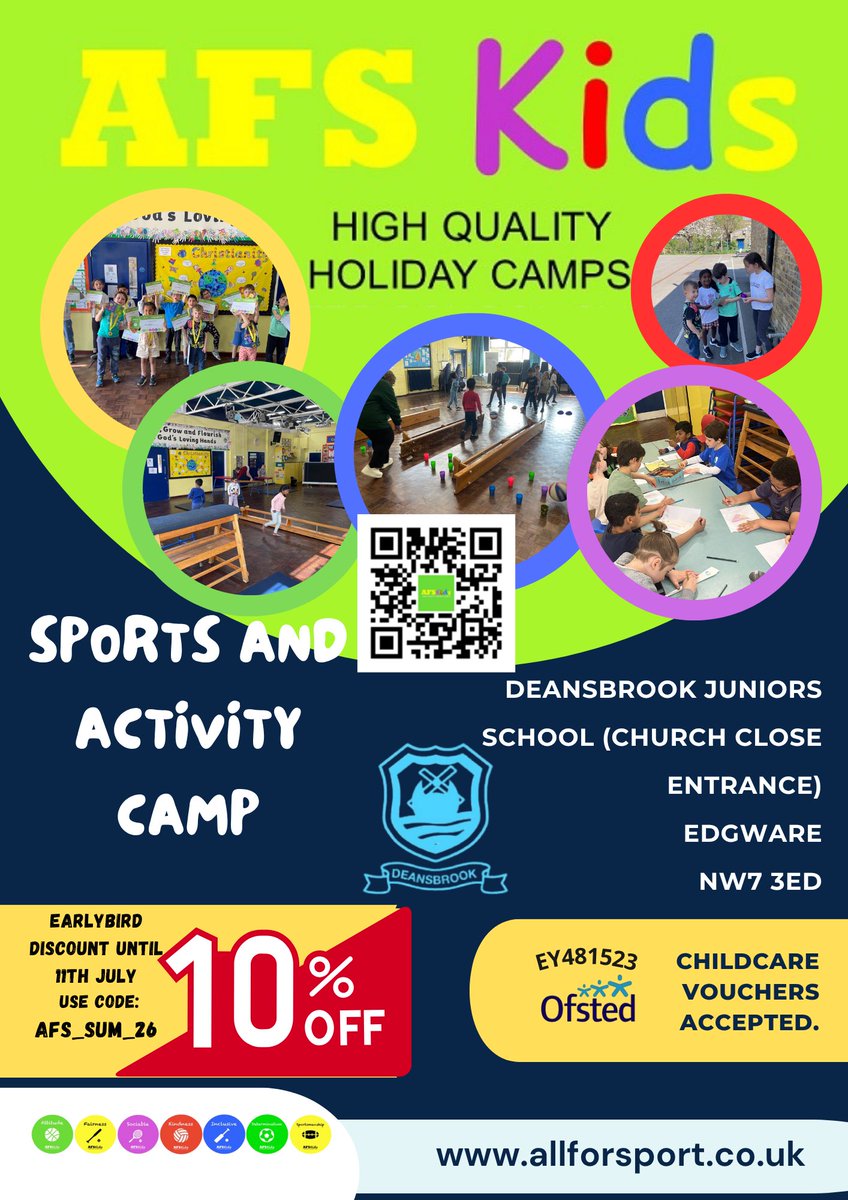 AFSCamps's tweet photo. Don’t Miss Out as ONLY 3 Days Left to get 10% off your Summer Booking at @AFSCamps! ⚽️🎨🗺️🏅🔬🏀 https://t.co/ualALuWQ3l