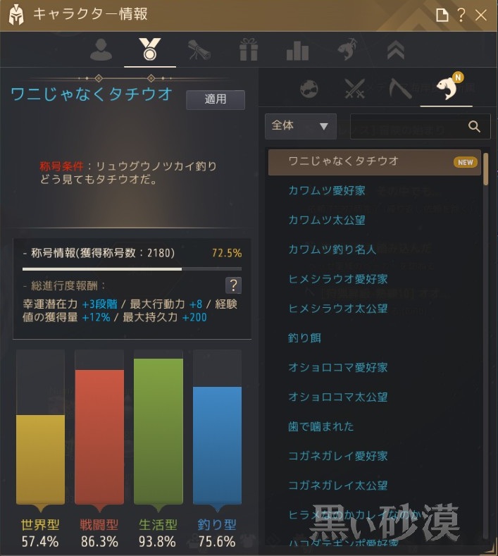 aimhigh_00's tweet photo. リュウグウノツカイ（旧名：リボンワニ）の称号、ワニじゃなくてタチウオを獲得した。
8匹だった。
あと1匹で取れると知っていれば、称号1500を目指していたあの時取っていただろう。
　#黒い砂漠PC https://t.co/Df4ZPH5zp9