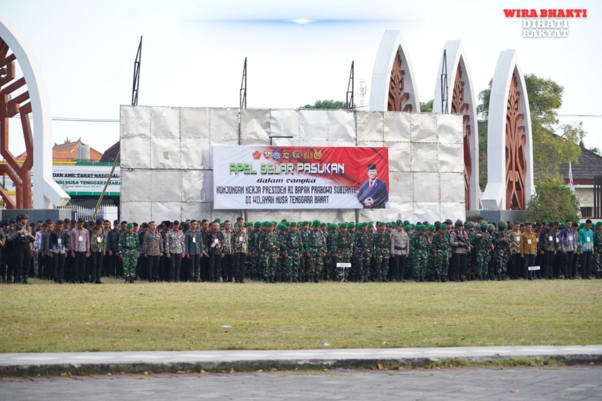 Korem162W's tweet photo. Apel Gelar Pasukan, Korem 162/WB Tegaskan Kesiapan Pam VVIP Kunjungan Presiden RI di NTB

📍   Lap. Sangkareang 
🗓️   9 Juli 2026

https://t.co/7oELkDg4ft

@puspentni
@tni_angkatan_darat
@kodam.ix.udayana
#TNI_PRIMA 
#kodamudayana
#wirabhakti https://t.co/qvDevGjysS