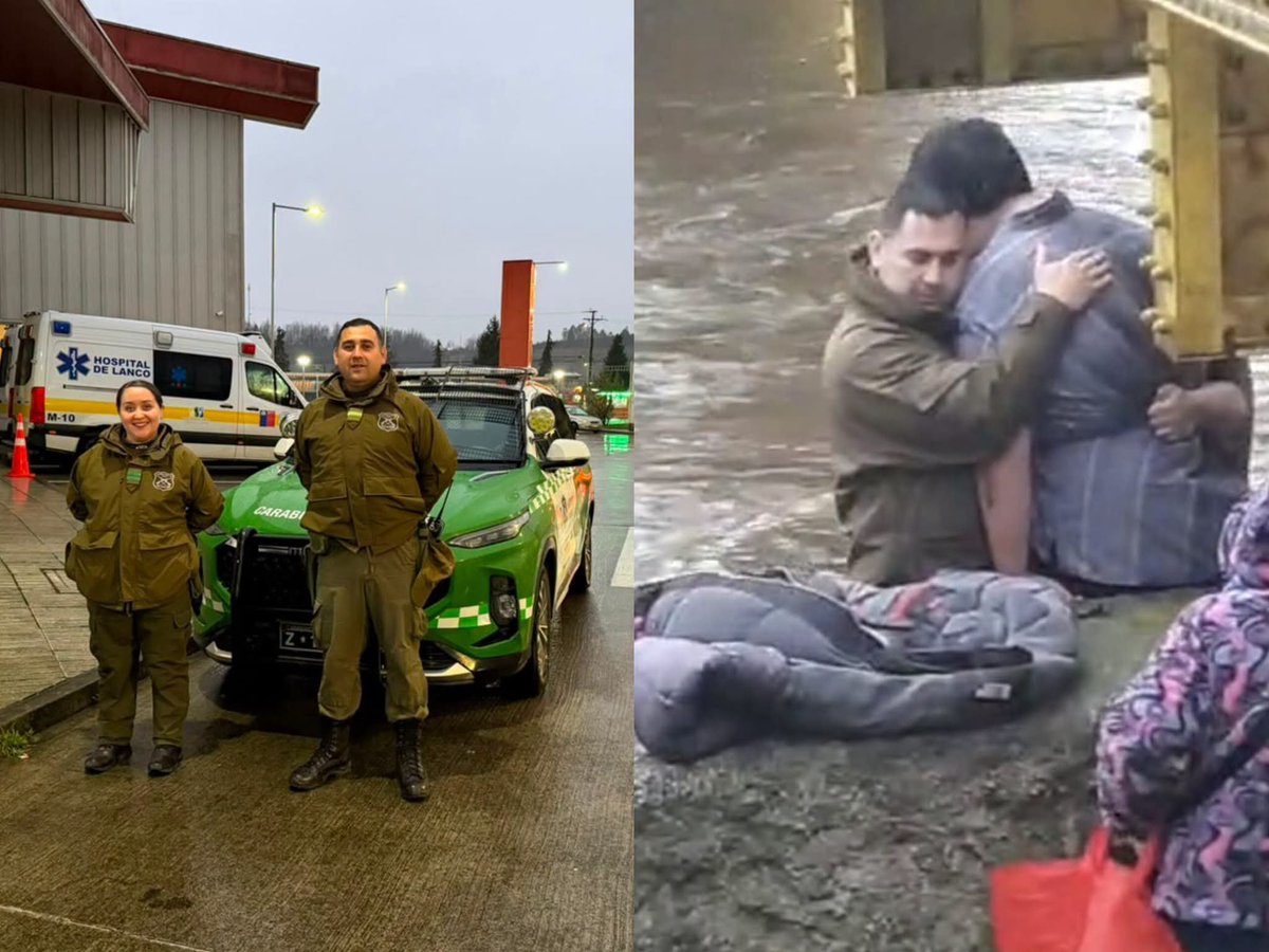 marce_amalia's tweet photo. Oportuna intervención de Carabineros evitó una tragedia en Lanco. @Carabdechile 

Durante un patrullaje preventivo, el sargento Gutiérrez y la cabo Hidalgo, de la Subcomisaría de Lanco, fueron alertados mediante un llamado telefónico sobre un joven de aproximadamente 15 años q intentaba precipitarse al río Lefucade.

Gracias a la rápida respuesta de ambos funcionarios, Carabineros llegó oportunamente al lugar, logrando poner al adolescente a salvo y evitar una tragedia.

En el procedimiento también colaboró personal del Cuerpo de Bomberos de Lanco y el SAMU. 

De acuerdo con los antecedentes recabados, el adolescente se encuentra estable y posteriormente quedó al cuidado de sus familiares.
 Fotografía del momento en que el sargento Gutiérrez entrega contención y confianza al joven.