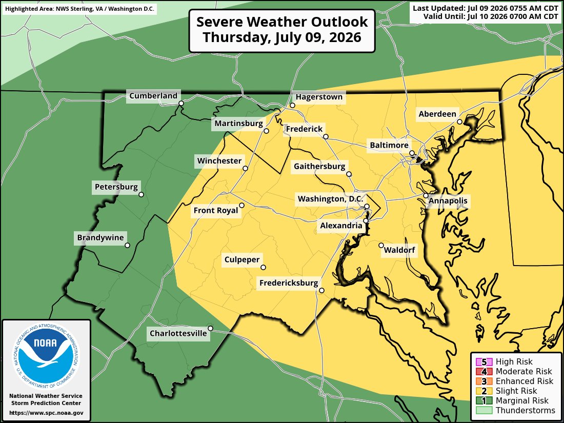 NWS_BaltWash's tweet photo. Both the Flood Watch and the Slight Risk of severe thunderstorms were expanded westward to include more areas of the Shenandoah Valley and the I-81 corridor. #DCwx #MDwx #VAwx #WVwx https://t.co/bHwKrdLy4u