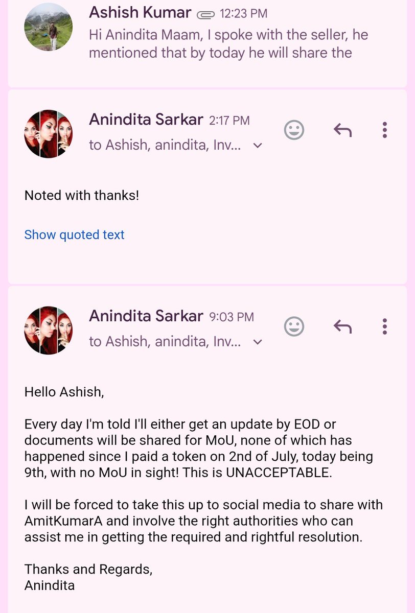 juliettaloves's tweet photo. Hello @NoBrokerCare need your help/ direction for my case with the below matter, how long should a potential buyer wait after paying the token for MoU? #justasking https://t.co/aqfFX22CJn