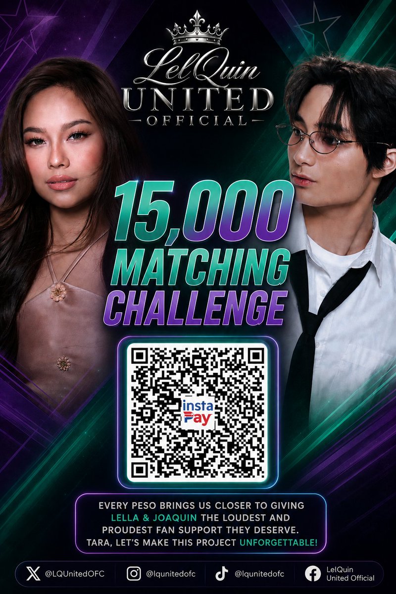 LQUnitedOFC's tweet photo. 🚨 ₱15,000 MATCHING CHALLENGE 🚨

We are pleased to announce that a generous sponsor has pledged to match every donation, peso for peso, up to ₱15,000. That means every contribution you make goes twice as far in helping support LelQuin's All Star Games event.

No donation is ever too small. Every peso brings us one step closer to our goal. Donate. Share. Encourage others. Let's maximize this ₱15,000 matching challenge. ALL FOR LELQUIN ✨🙏🏻

#LellaFord | #JoaquinArce | #LelQuin