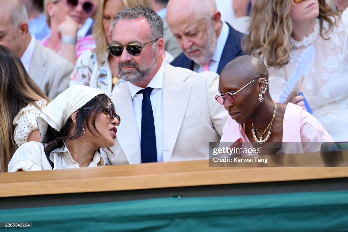 FLORADlOR's tweet photo. cynthia erivo and priyanka chopra at wimbledon https://t.co/vjRYTJ91Ip