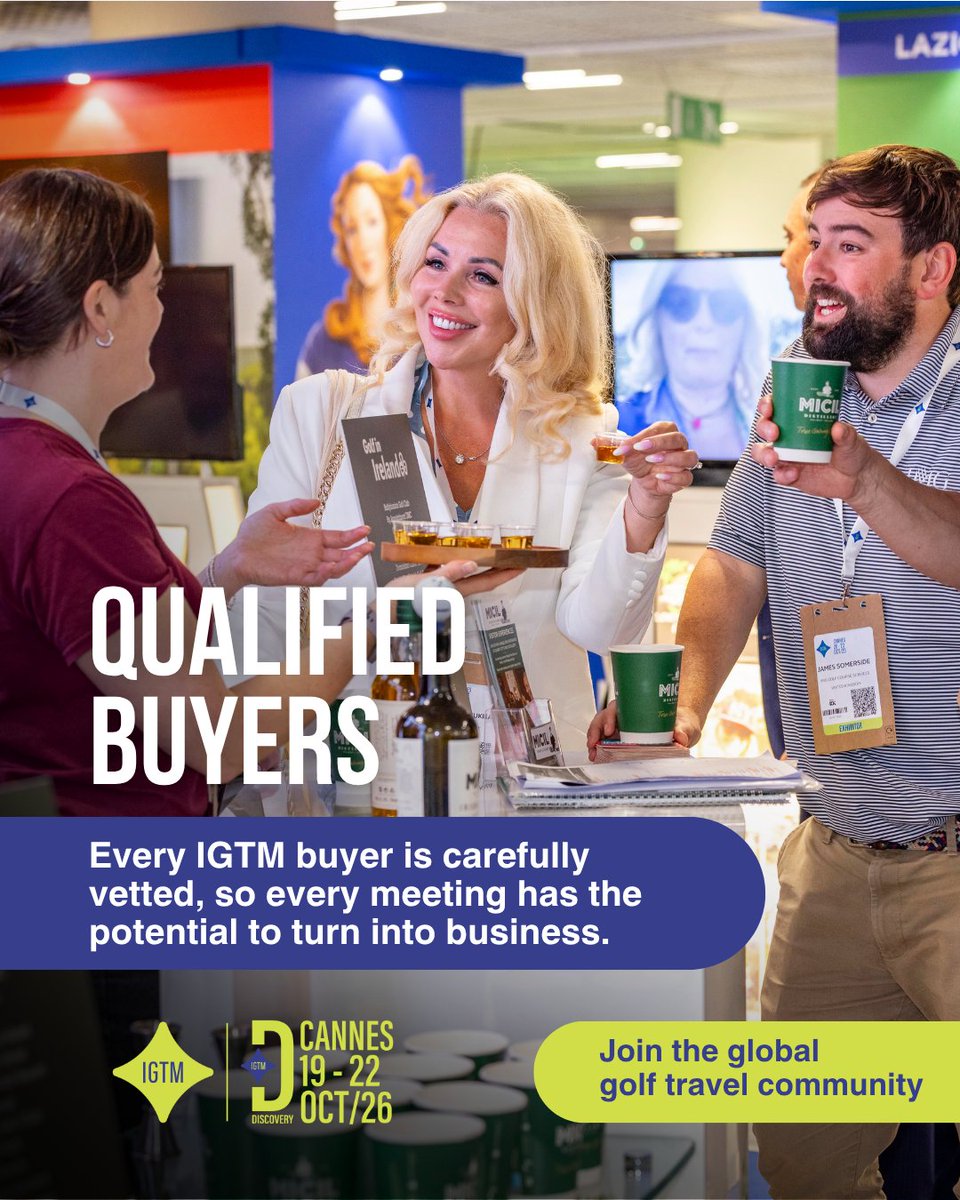 IGTMarket's tweet photo. 🎯 Only the Best Connections
At #IGTM, every buyer is carefully vetted to ensure they have the purchasing power and expertise to make meaningful business connections.
📅 19-22 October 2026
📍 Cannes
👉 Join the global #golftravel community today!
https://t.co/BBV1AA0ajG https://t.co/FAdojl9MVg