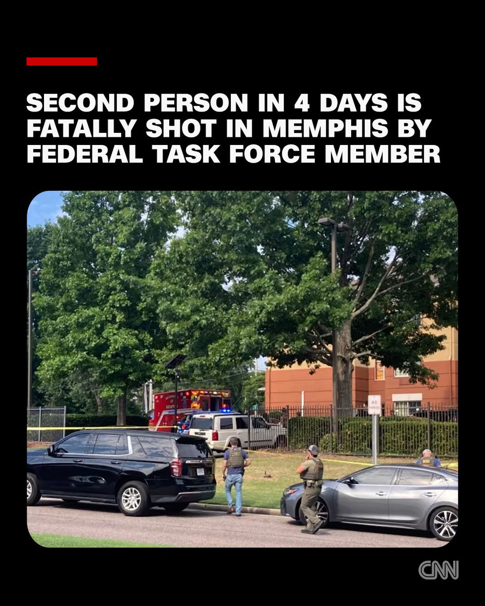 CNN's tweet photo. A member of a federal crime-fighting task force in Memphis shot and killed a person there on Wednesday, the second fatal shooting by a task force member in four days, and the fourth death involving the unit since it started in September. https://t.co/sxGclZdfGg https://t.co/aWLQofOnsA
