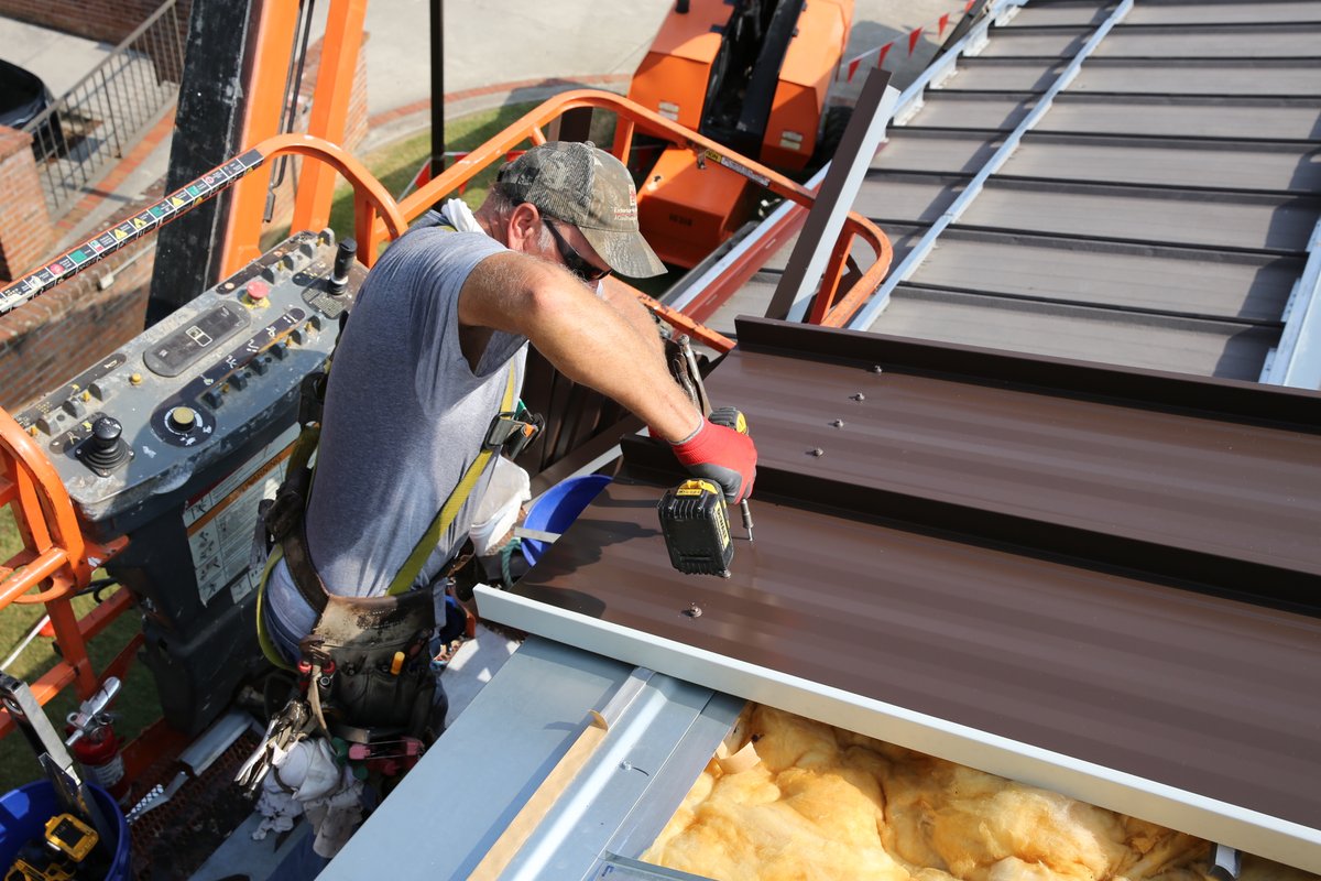 RoofHugger's tweet photo. A successful retrofit starts with the right system—and ends with the right roof! 

Roof Hugger's engineered sub-purlins provide the structural foundation, while a new metal roof delivers the durability, weather protection, and long-term performance building owners can count on. https://t.co/WIZ02gOIMe
