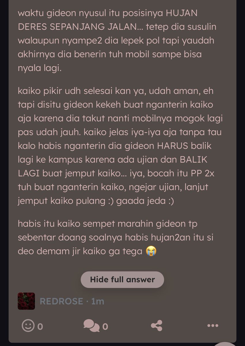 VI0LETALES's tweet photo. Kak!!! Mau liat kumpulan act of service apa aja yg dilakuin sm Gideon buat tante dongg, aku ketagihan kayanya setelah baca … — aduh buanyaaak pol itu dari yang bare minimum sampe princess treatment semua udah dilakuin sm gideon 🥹  https://t.co/G9JwJccpd9 https://t.co/iYSAqpEOCL