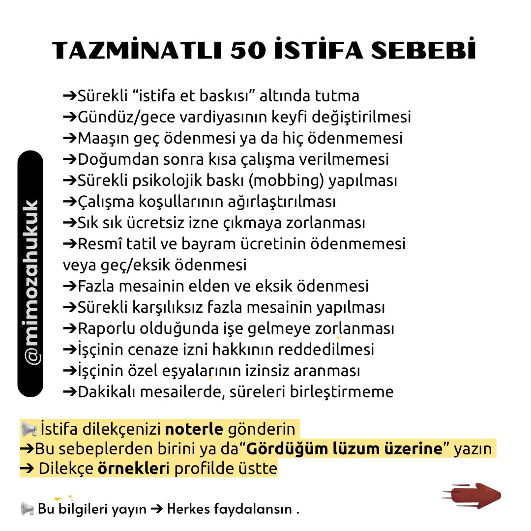mimozahukuk's tweet photo. 50 HAKLI TAZMİNAT SEBEBİ https://t.co/KRNGKXw8Y2