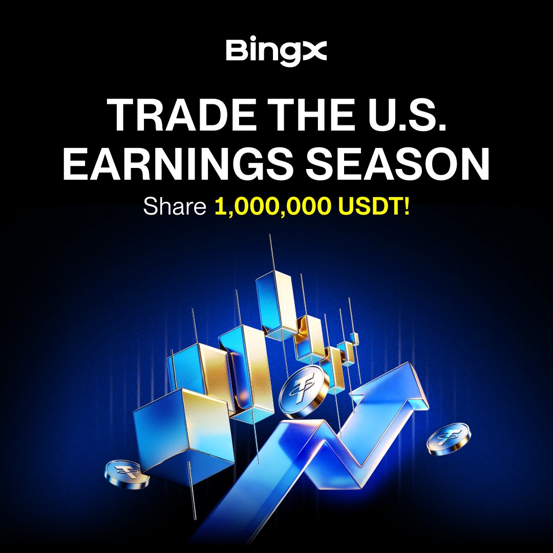 BingXOfficial's tweet photo. Earnings Season is HERE. Are you ready? 🤩

#Apple, #NVIDIA, #Tesla, the biggest earnings reports are about to shake the market. 

Trade 24/7 during US Stock Earnings Season and share a $1,000,000 USDT prize pool!