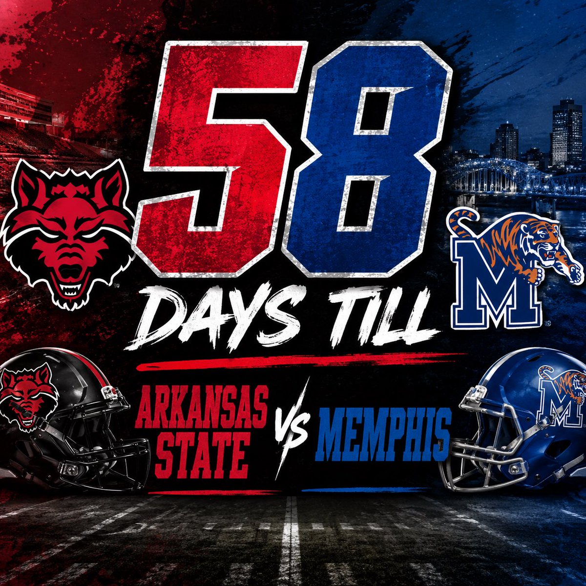 RedWolvesSynd's tweet photo. Countdown continues till Season Opener on Sept 5th as a rivalry will be renewed in (58) days
Name of A-State vs Memphis Rivalry -
Paint Bucket Bowl around (1950s)
Series dates back to (1914)
#Rivalry #RedWolvesVsTigers #WolvesUp #GoRedWolves https://t.co/yfsld517Lc