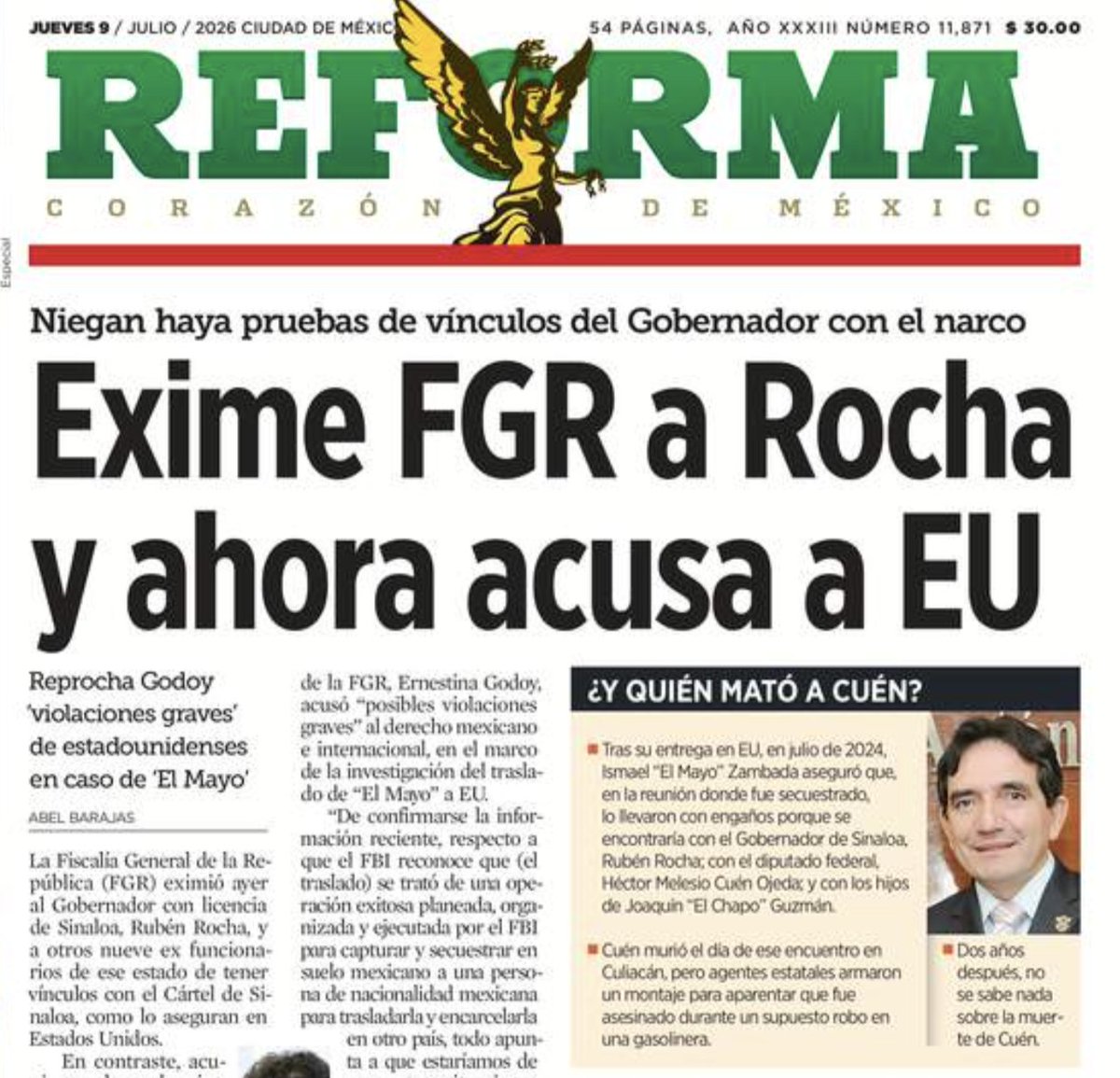 acastilloDC's tweet photo. Morena negoció con Los Chapitos para ganar Sinaloa. Resultado: Rocha Moya exonerado por la FGR y escondido en un rancho. Lo que no sabemos es cuántos pactos más hay. Con cuántos cárteles más. En cuántos estados más. En cuántas elecciones más. https://t.co/e7I2MqSgGW