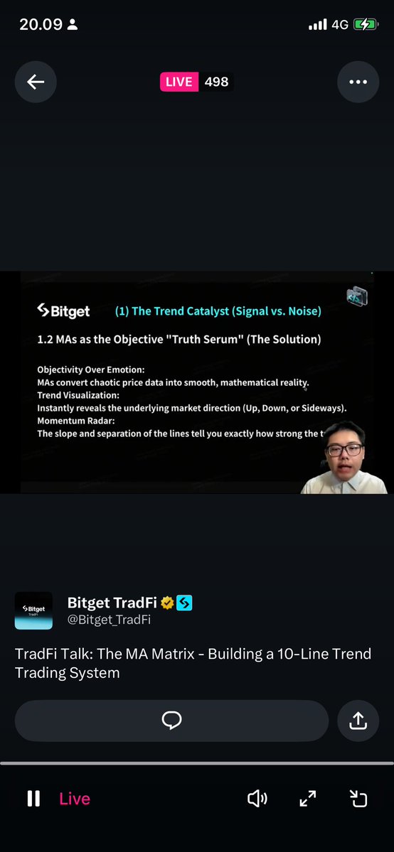 TaminHalim's tweet photo. @Bitget_TradFi Exactly what i want to learn, MA Matrix. Awesome explanation. Thanks Bitget &amp; Lewis. https://t.co/s8aBDoJbMt