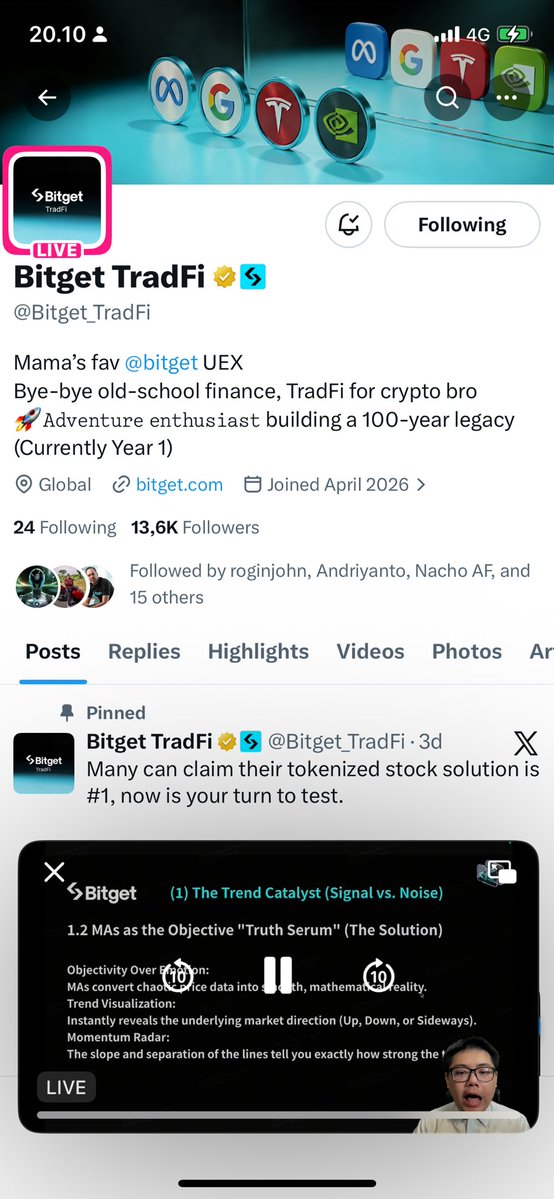 TaminHalim's tweet photo. @Bitget_TradFi Exactly what i want to learn, MA Matrix. Awesome explanation. Thanks Bitget &amp; Lewis. https://t.co/s8aBDoJbMt