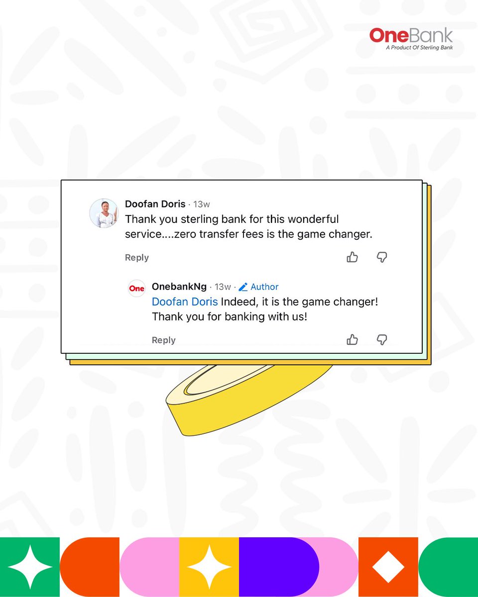 OneBankNG's tweet photo. Imagine finding your forever ONE (bank) during NYSC. 😮💨
When customers tell us we’ve made banking simpler, faster, and more affordable, that’s a win we’ll celebrate every time.
https://t.co/kviyiLkrik
#OneBank #Finance #ZeroTransferFees https://t.co/QgCZDzI1US