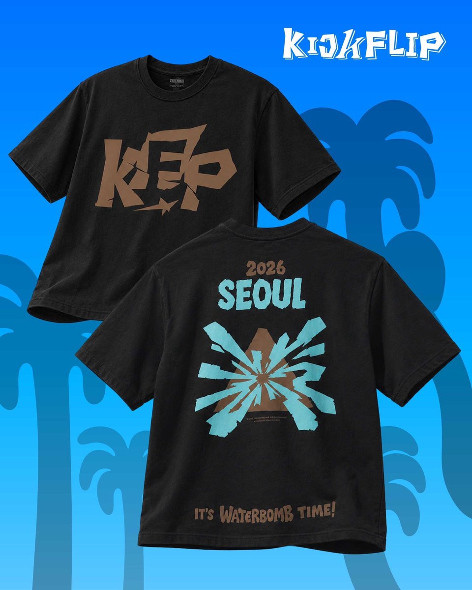 kickflip_jype's tweet photo. 📢 WATERBOMB OFFICIAL MD OPEN

KickFlip WATERBOMB 2026 ARTIST COLLABORATION Tee 사전 판매 안내 👕🛹

• 판매 기간: 7/9(목) 19:00 ~ 7/26(일)
• 판매 가격: 49,000 KRW
• 판매처: KREAM / WATERBOMB 공식몰 / WATERBOMB 현장 (On-site)

자세한 판매 내용 및 안내 사항은 아래 링크에서 확인하실 수 있습니다.

🔗 https://t.co/QqEES0ysLG

#KickFlip #킥플립
#WATERBOMB #WATERBOMB2026 #WATERBOMBSEOUL