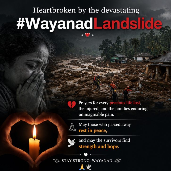 simrant57437278's tweet photo. Heartbroken by the devastating Landslide. Prayers for every precious life lost, the injured, and the families enduring unimaginable pain. May those who passed away rest in peace, and may the survivors find strength and hope. 🙏 #PrayForWayanad #Wayanad #WayanadLandslide #Kerala https://t.co/KIlUnpZcCm