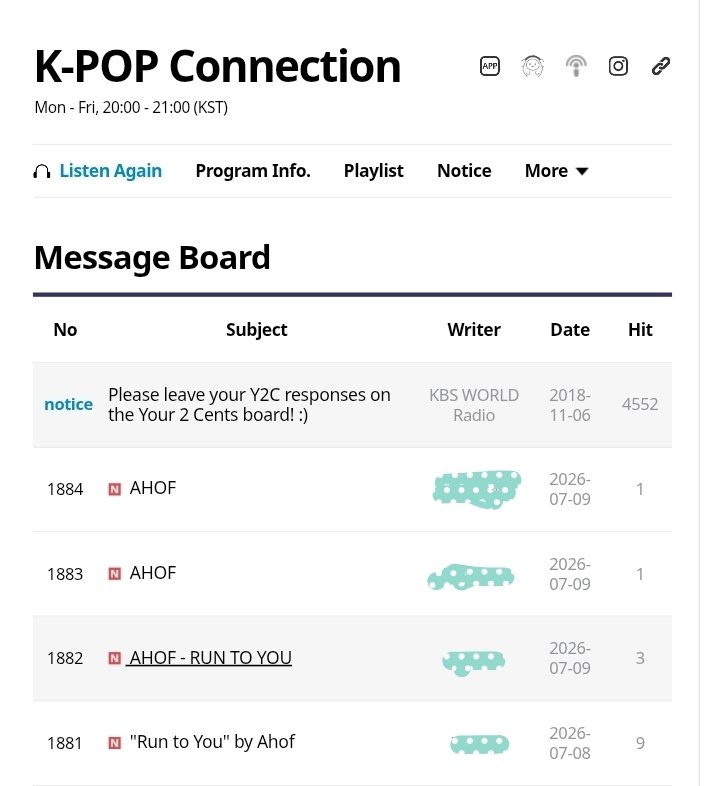 AhofxFohaRadio's tweet photo. 📣 Hi FOHA! How to Post and Interact with the Message Board Guidelines:
#KpopConnection
• Enter Details: Provide your subject and name in the specified fields.
• Set a Password: Enter a password to allow for future editing or deletion of your post. You may use the code found in the Automatic Registration Prevention field as your password if you prefer.
• Compose Content: Type your message into the Content box.
• Security Verification: Input the characters displayed next to
Automatic Registration Prevention to verify you are human.
• Agreement: Check the box to agree to the provision of your personal information.
•Submission: Click the Write button to post.
•Finalization: When the "Input completed" dialog box appears, click OK to complete the process.
Interacting with the Board:
Viewing Posts: Clicking on the Subject of any post allows you to read the full content.
Benefits of Clicking: Opening a post increments its Hit count. This acts as a metric for popularity, showing others which topics are trending or of interest.
#AHOF #아홉 @AHOF_official