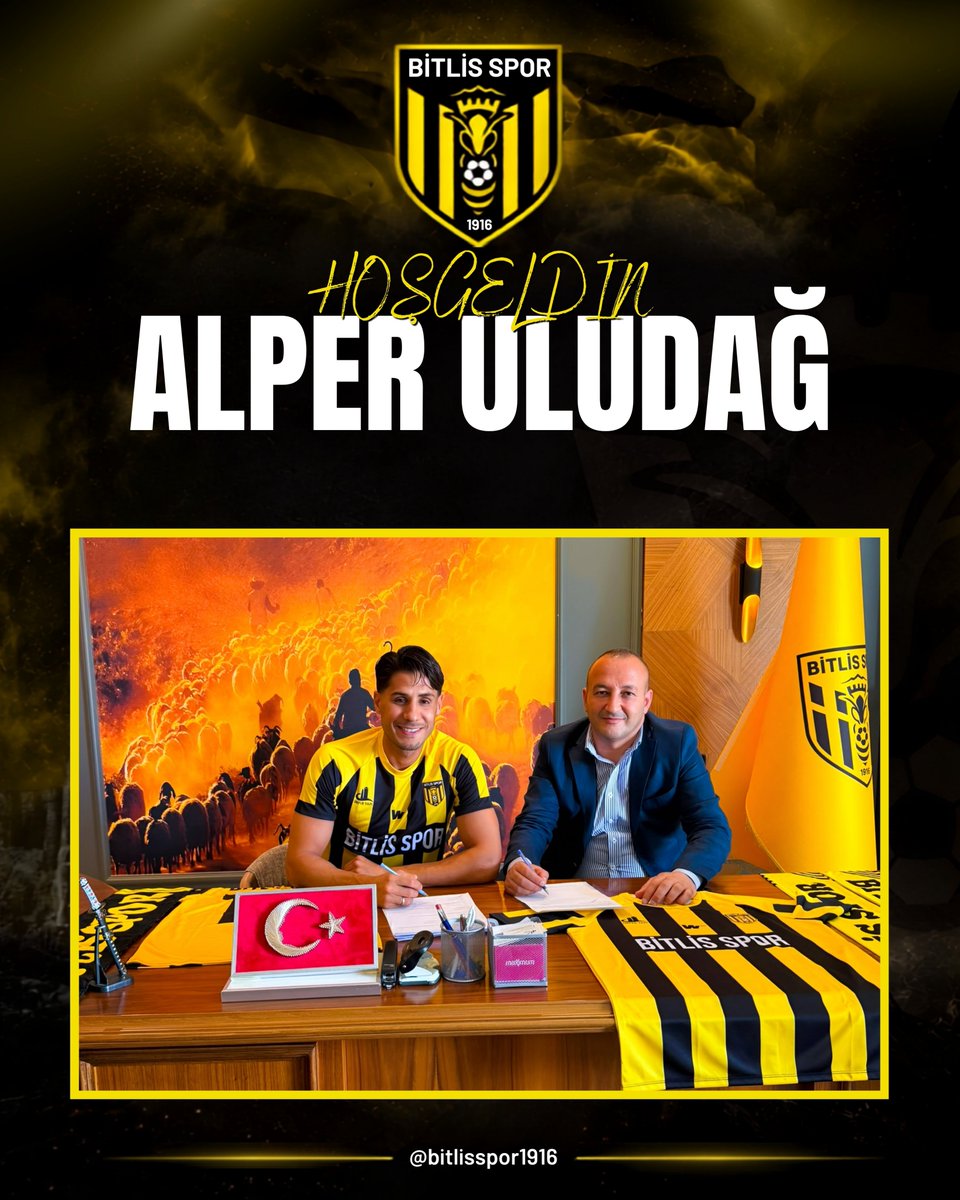 bitlisspor1916's tweet photo. 🟡⚫ HOŞ GELDİN ALPER ULUDAĞ!

Kulübümüz, 2026-2027 sezonu transfer çalışmaları kapsamında tecrübeli Savunma oyuncusu Alper Uludağ ile anlaşmaya varmıştır.

Almanya'da futbola başlayan Alper Uludağ; kariyerinde Alemannia Aachen, Ingolstadt, Kayserispor, Trabzonspor, Akhisarspor, Gençlerbirliği, Konyaspor, Adana Demirspor, Giresunspor, Ankaragücü, Sakaryaspor, Yeni Mersin İY ve Küçükçekmece Sinopspor formalarını giymiştir.

Uzun yıllar Süper Lig ve 1. Lig'de mücadele eden deneyimli orta saha oyuncusu, tecrübesi ve mücadeleci kimliğiyle yeni sezonda sarı-siyah formamızın başarısı için ter dökecektir.

Alper Uludağ'a Bitlis Spor forması altında başarılarla dolu bir sezon diliyor, camiamıza hayırlı olmasını temenni ediyoruz.

Bitlis Spor'a hoş geldin, Alper Uludağ! 🟡⚫