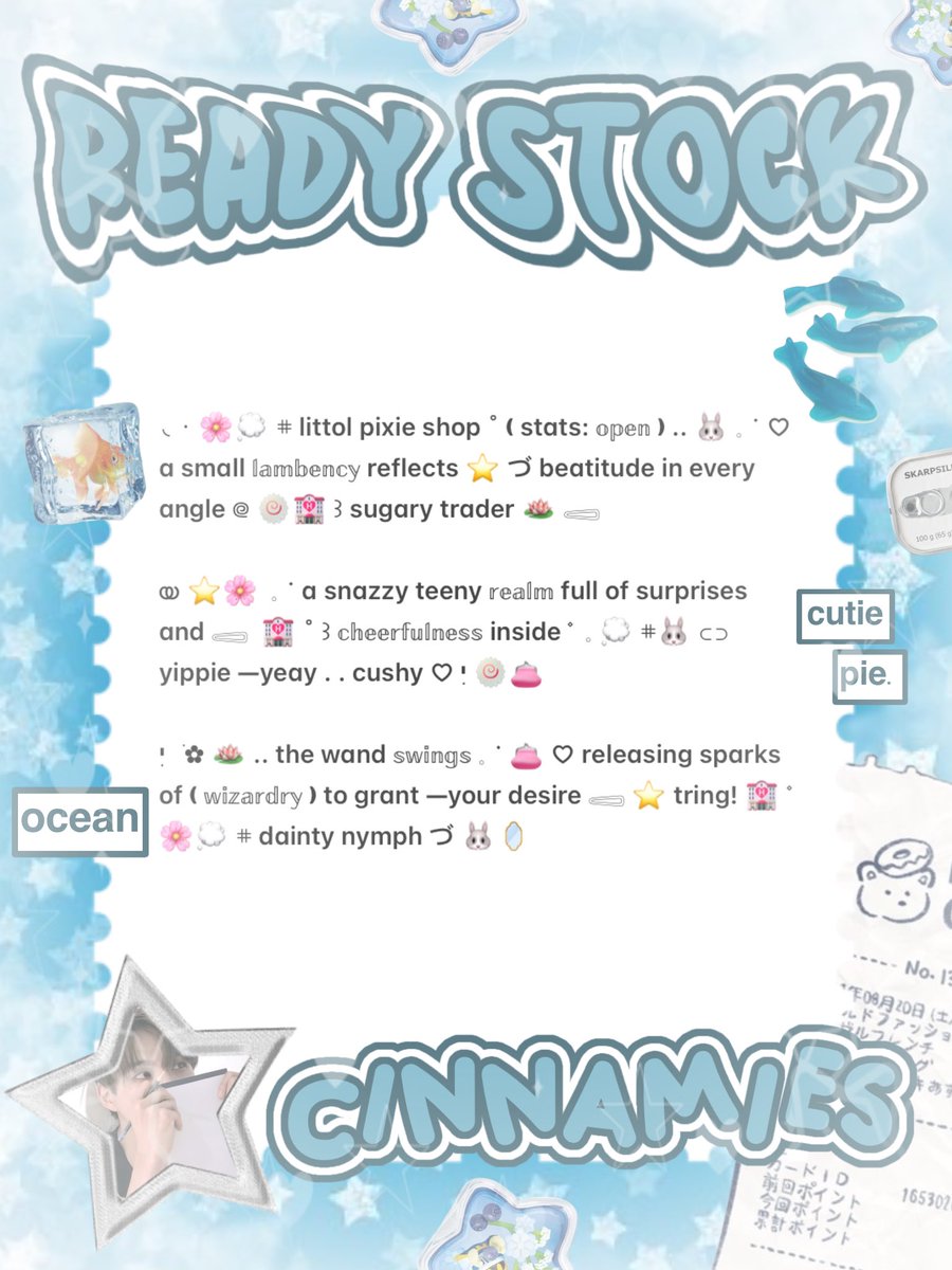 cinnyamies's tweet photo. ╭┈  ֹ   help repost? thankies, sweetie 🐳

{ II } ׁ ๑ 🪽.. haii, timan — timun ?! naka punya wording ready stock nih 𓏏𓏏 ִ ⊹  bio 3.500. 𖢷  ׅ  ࣪ ⸝⸝ pinned &amp;. payment 5.500/each💧🦴 yuk, ping chat:ie aku &amp;. take sekarang juga   𓈒˚ >___^ 

#bealanja https://t.co/VqeTN29tZE