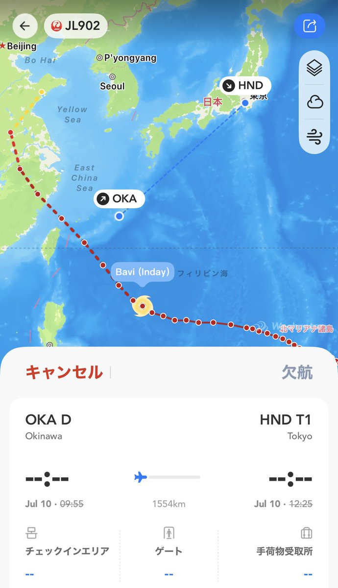 🚨台風9号の影響で、7/10〜11の沖縄・鹿児島発着便を中心に、計200便