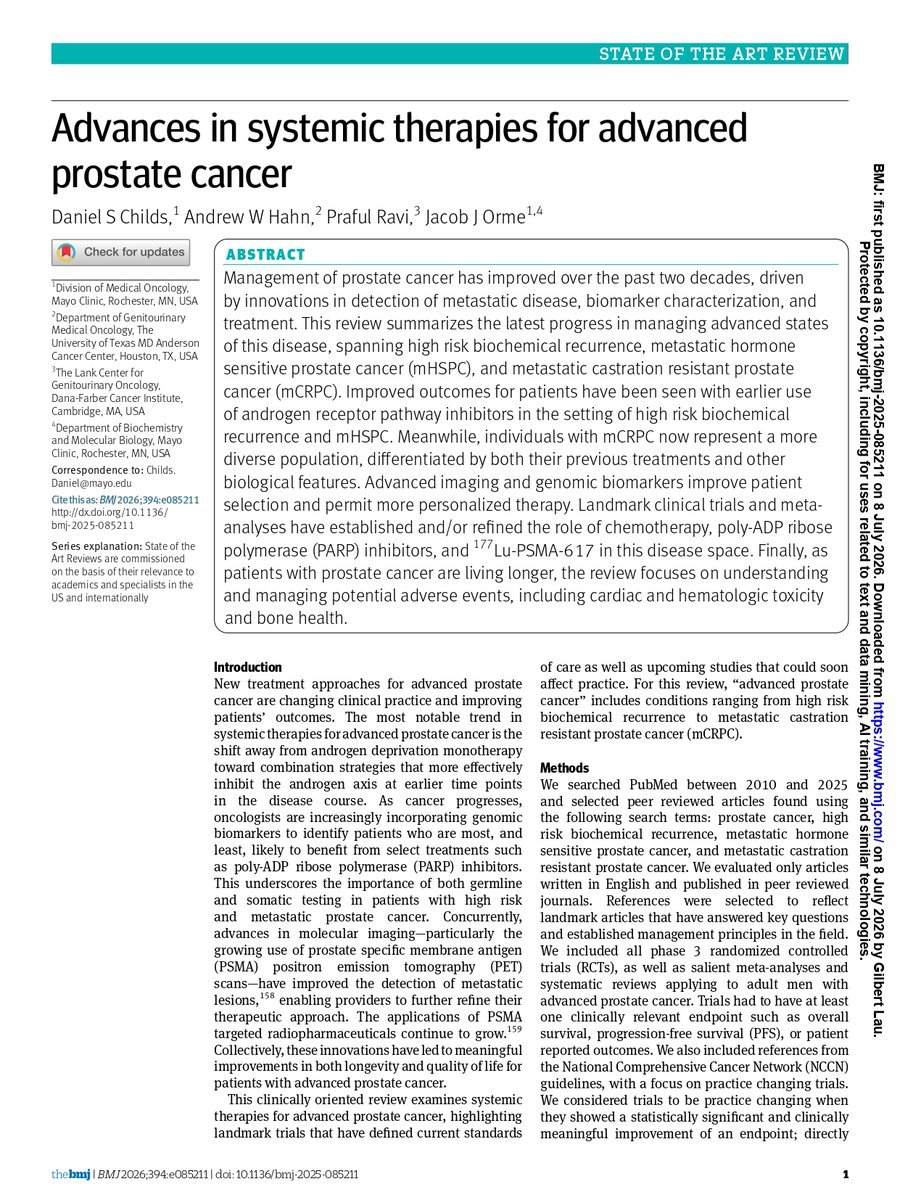 bmj_latest's tweet photo. Clinical Review: Advances in systemic therapies for advanced prostate cancer
https://t.co/STdYiQ0qML https://t.co/bCPG5bRRrc