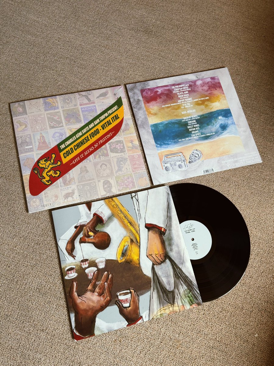 sam_turpin's tweet photo. What real Gs look like! Only a few left, so #GetYouOne! ๐ The Charles Gรฉne Suite & Sam Turpin present Cold Chinese Food - Vital Ital on vinyl! Send me a message to get yours or head over to Mr. Vinyl! #LesVraiSavent Thank you for all the love and support ๐๐ผ @GeneSuite @italboys https://t.co/oux4PL8xUB