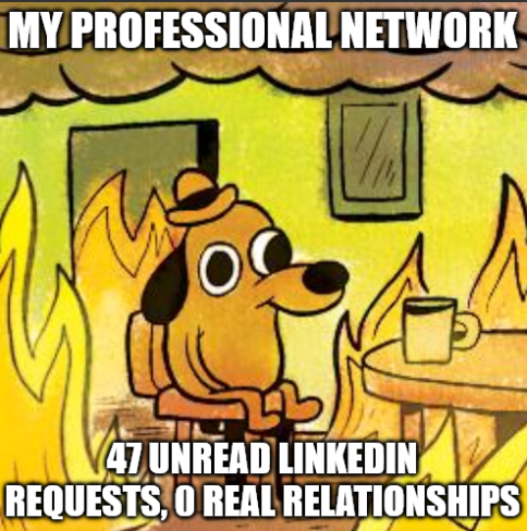 expl00it_'s tweet photo. Professional networking is weird.

We collect hundreds of LinkedIn connections...

...then build relationships with maybe 5 of them.

Somewhere along the way, networking became about collecting contacts instead of continuing conversations.
#buildinpublic #startups #founders https://t.co/P8inOEHCoF