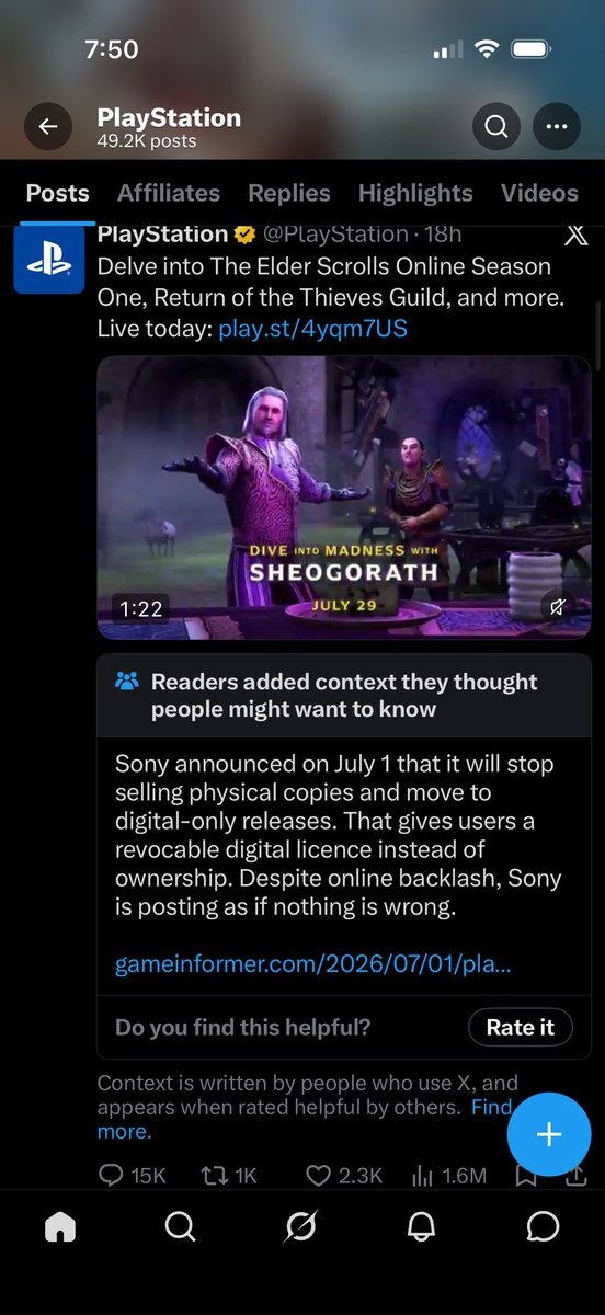 BigSteve258's tweet photo. @M7md_Ali_1994 @DarthSibrian @BringBackBanjoK About as long as the attention span as the average twitter user.  Which isn’t very high considering the comments of the most recent PlayStation post.  From 67K  to 24K.  Now just 15k.  Shit fizzling out. https://t.co/guMy1ZoCos