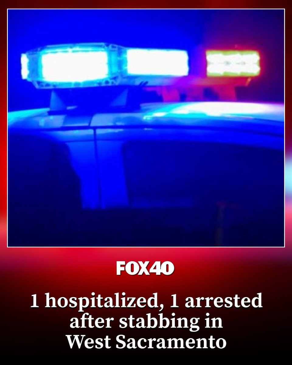 FOX40's tweet photo. One man was stabbed and another man was arrested Wednesday night, according to the West Sacramento Police Department.

Read here: https://t.co/0o6QSsMX0x https://t.co/WIa0yQBaRq